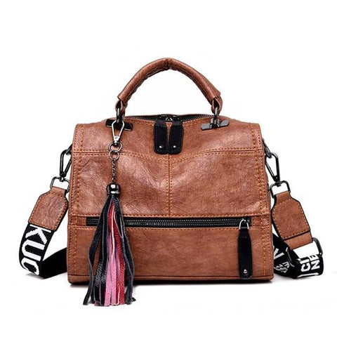 Wide Strap PU Leather Satchel Handbag (5 Available Colors)