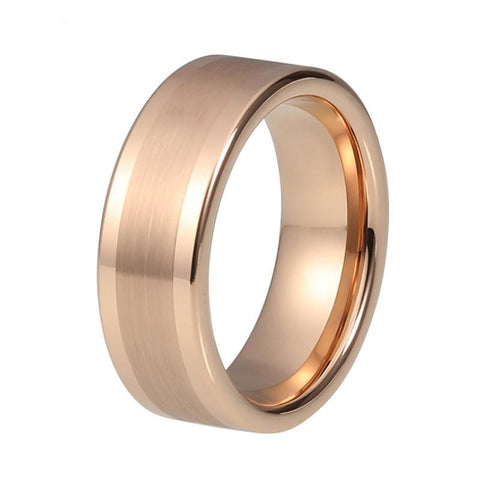 Dual Polished Rose Gold Tungsten Carbide Ring