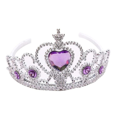 Kids Lightweight Plastic Heart Lavender Rhinestone Tiara