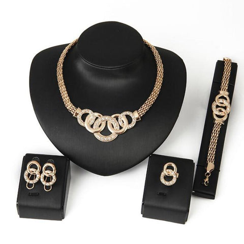 Gold-Tone Serpent Infinity Rings 4Pc Jewelry Set