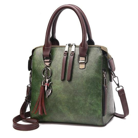 Two-Tone Corrected Grain Leather Structured Bag (7 Available Colors)