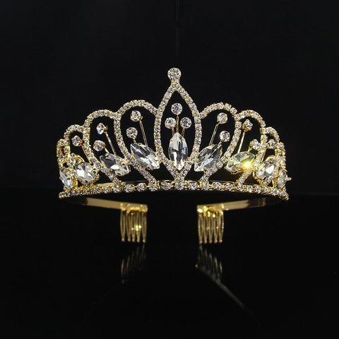 Coloured Marquise-Cut Rhinestone Plated Peacock Tiara (10 Available Colors)