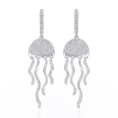Iced Plated Jellyfish Stud Earrings (2 Available Colors)