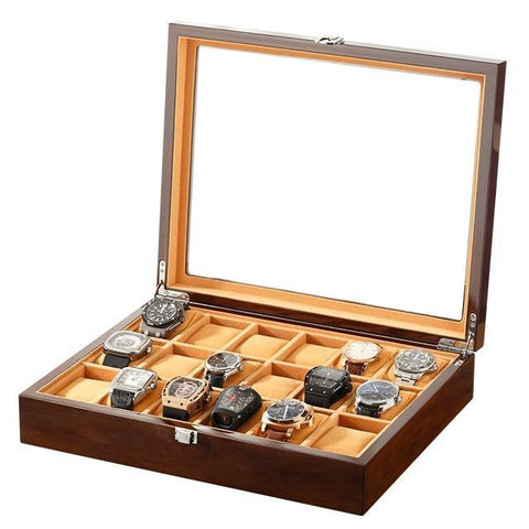 Large 16 Compartment Wood Watch Box Display Case (2 Available Color)