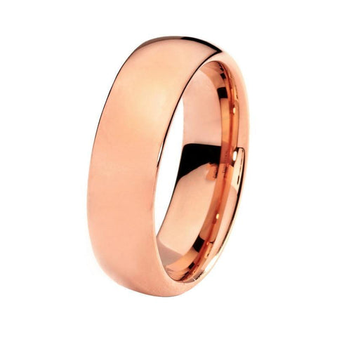 Heavy Dome Satin Rose Gold Tungsten Carbide Ring