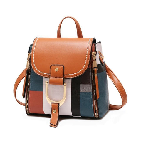 Polychromatic Checked Hard Shell Satchel PU Leather Bag (4 Available Colors)