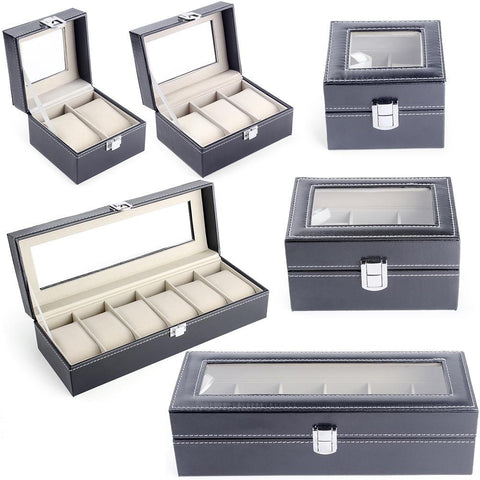 Gray PU Leather Watch Display Case (3 Available Size)
