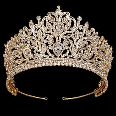 High Crown Filigree Zirconia Paved Pear Cut Plated Diadem (2 Available Colors)