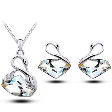 2PC Austrian Crystal Plated Stainless Swan Wedding Set (8 Available Colors)