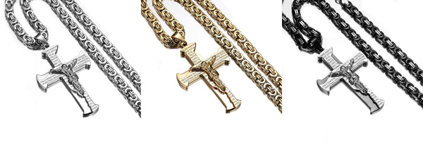 Stainless Steel Crucifix Latin Lord’s Prayer Necklace