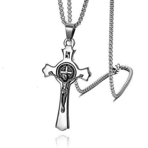 Stainless Steel Religious Crucifix Pendant Necklace