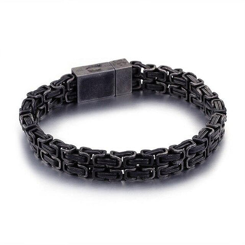 Black Stainless Steel Byzantine Chain Bracelet