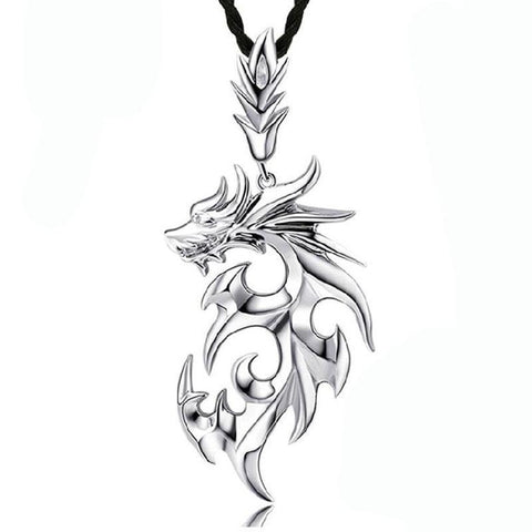 Fiery Sterling Silver Dragon Pendant Necklace