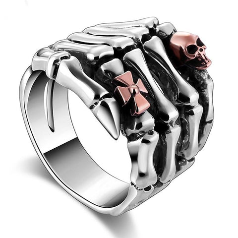 Sterling Silver Skeleton Hand Skull Ring