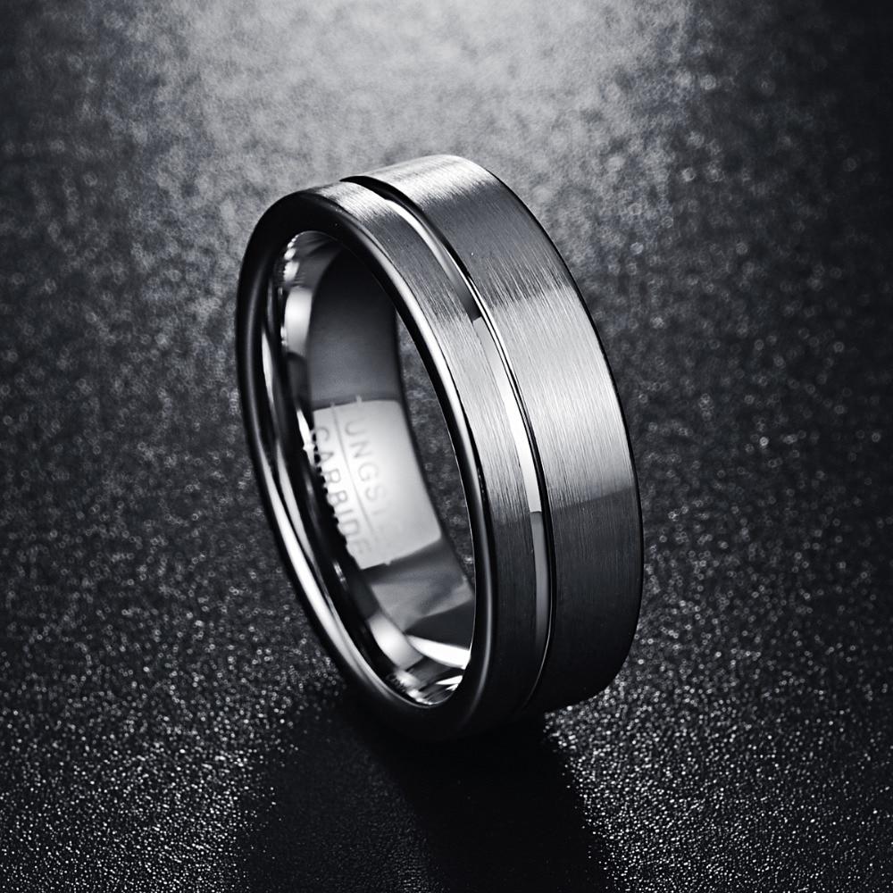 8mm Brushed Matte Pure Tungsten Carbide Wedding Rings