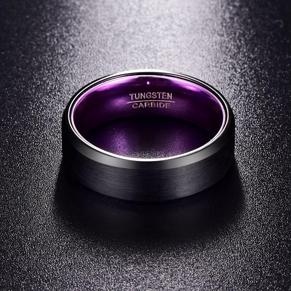 8mm Elegant Flat Purple Ring For Men