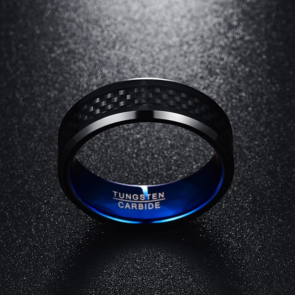 8mm Black Carbon Fiber Inlay Comfort Fit Engagement Ring