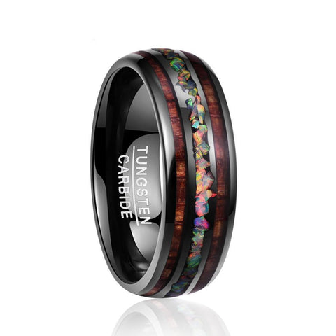 Dark Brown Abalone Inlay Tungsten Carbide Wedding Ring