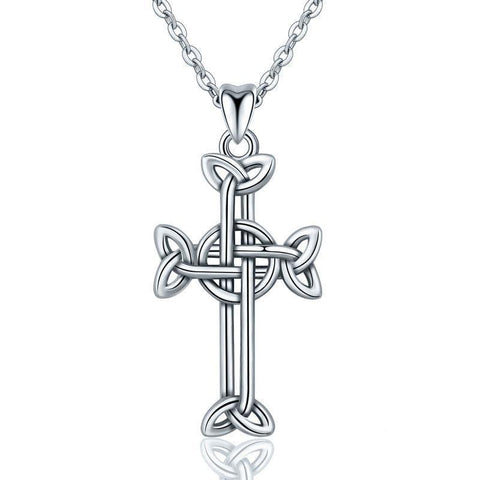 Women’s Sterling Silver Celtic Knot Cross Pendant Necklace