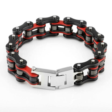 Black & Red Bike Chain Bracelet