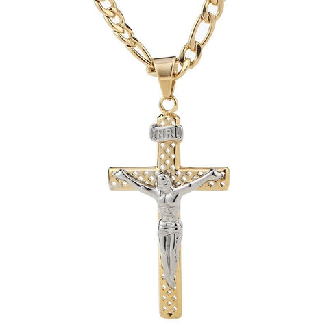 Silver Gold Crucifix Pendant Necklace