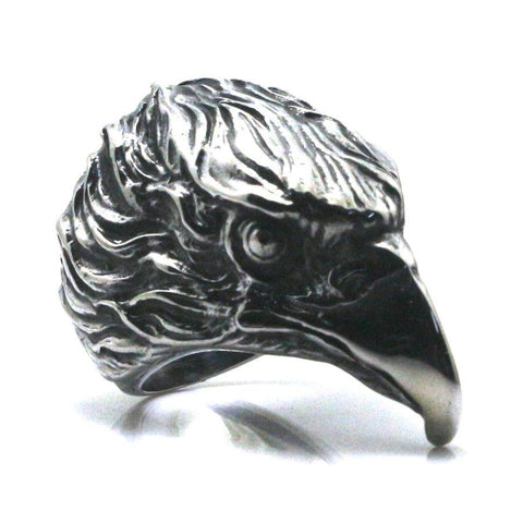 Stainless Steel 3-D Eagle Head Ring