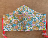Liberty of London fabric Face Mask- Betsy neon orange