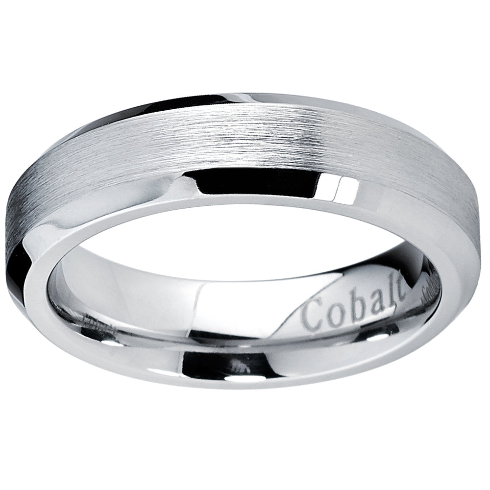 Women's Cobalt Wedding Band Ring Beveled Edges Solid