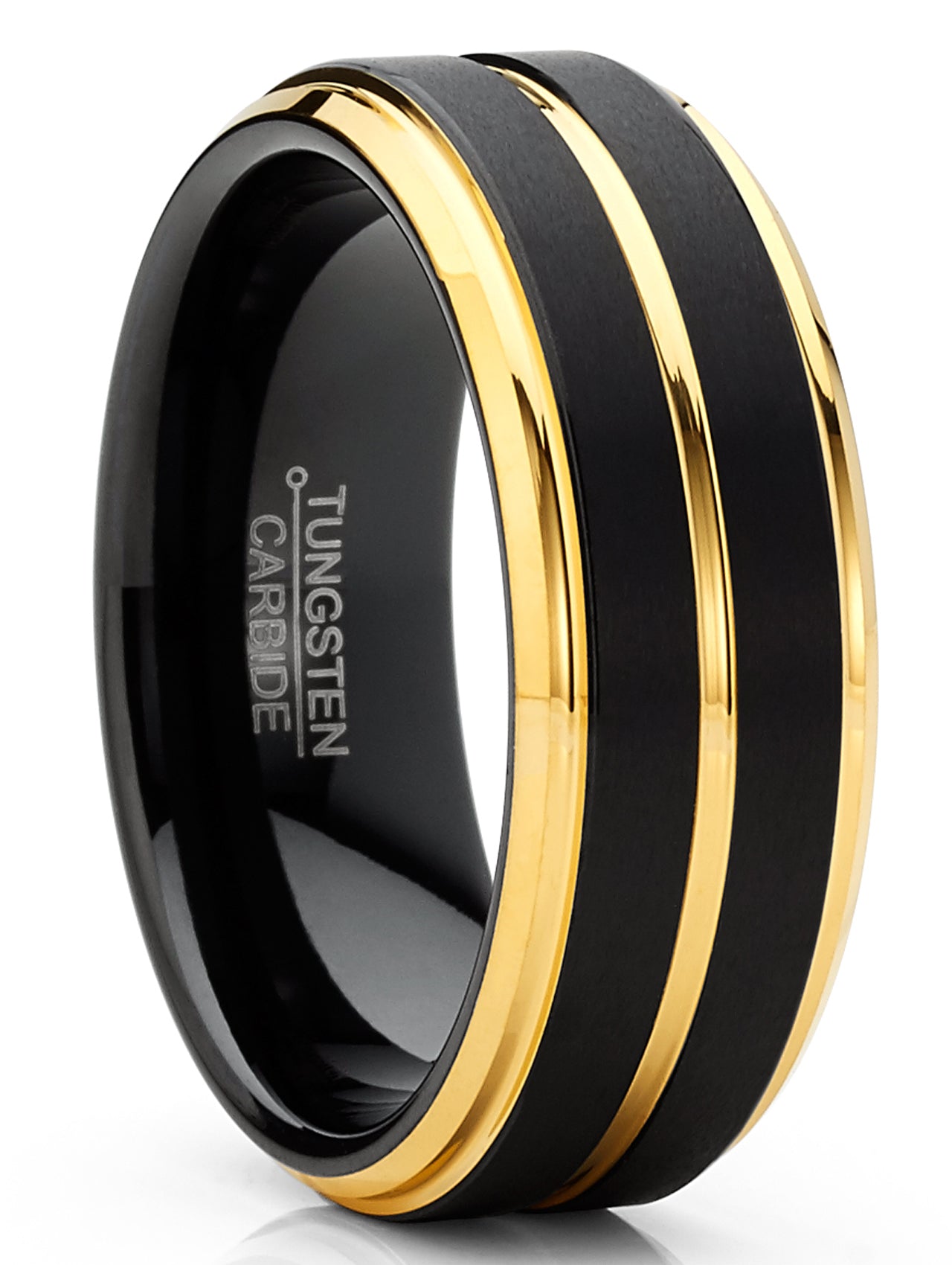 8MM Tungsten Ring Wedding Band Ribbed Matte D/C Finish Bamboo Pattern 