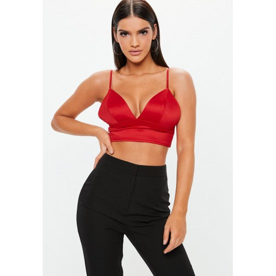 red satin bralette