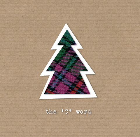 tartan christmas tree on brown wrapping paper