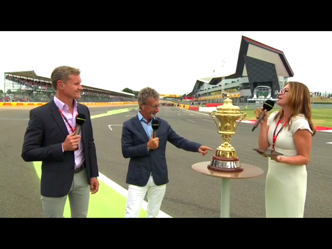 Suzi Perry and G-Hold tablet holder at the British Grand Prix
