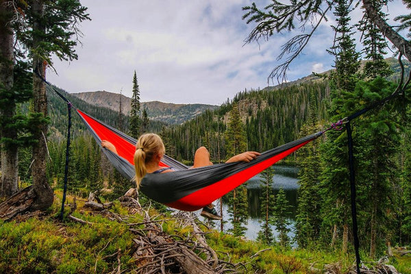 A girl relaxing in a hammock