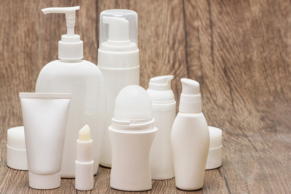Body care products in different containers