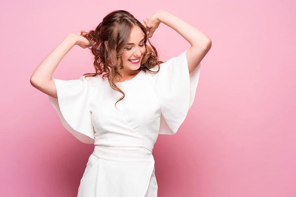 Woman with shiny wavy hair