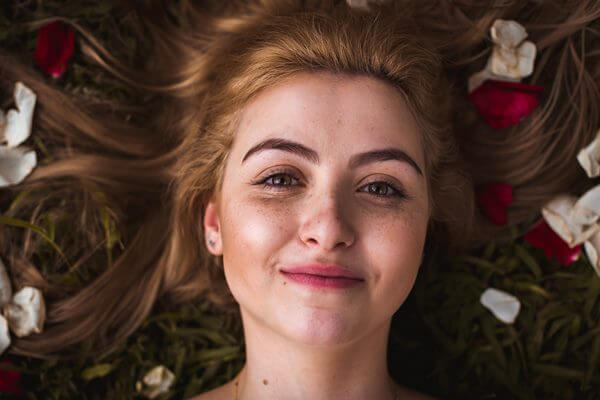 Smiling girl with radiant skin