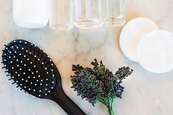 Hair brush in the counter