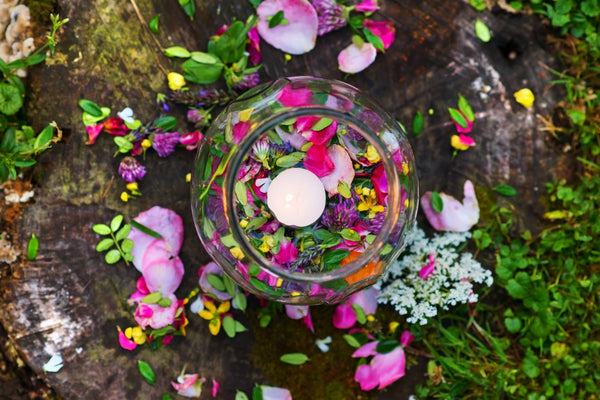 Water with petals and essential oils