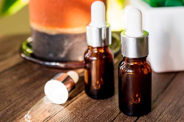 Serums in amber glass bottles