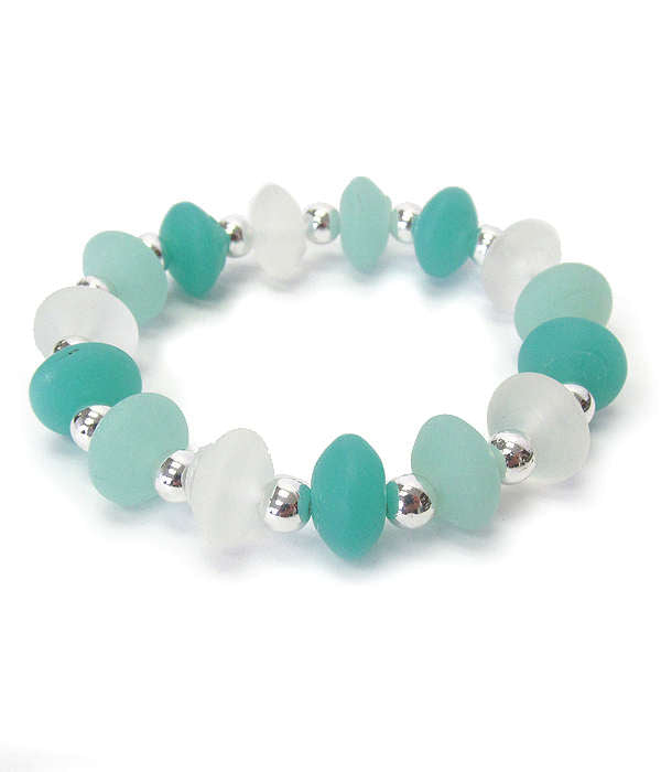 Silver Irish Celtic Knot Earring & Stretch bracelet set teal blue crystal beads