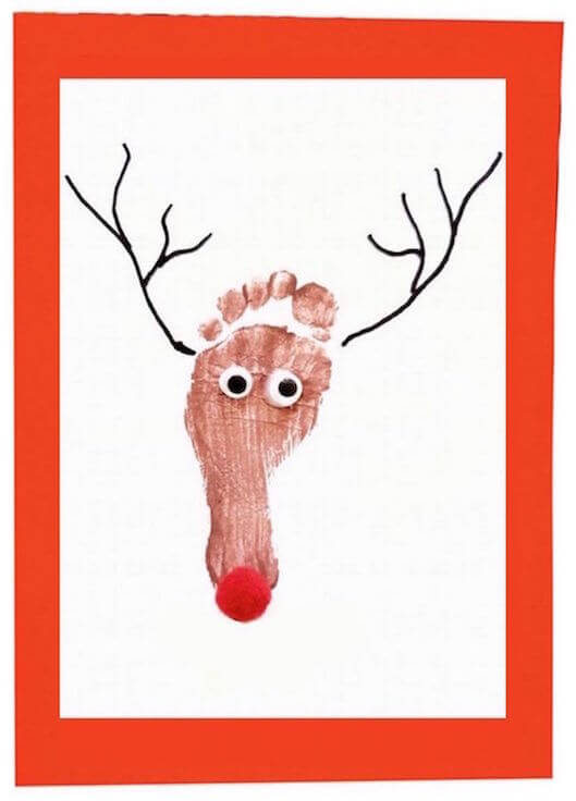 Rudolph footprint Christmas card