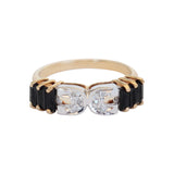 Gold Ring with Onyx and Diamonds