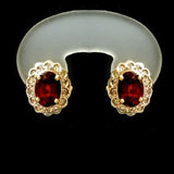 Halo Garnet Earrings with Diamonds