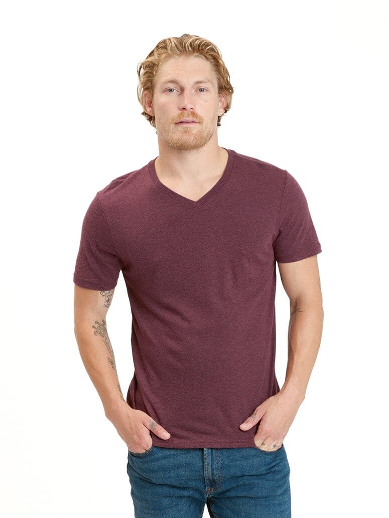 Triblend Short Sleeve V-Neck Tee Mens Tops Tshirt Short Threads 4 Thought 