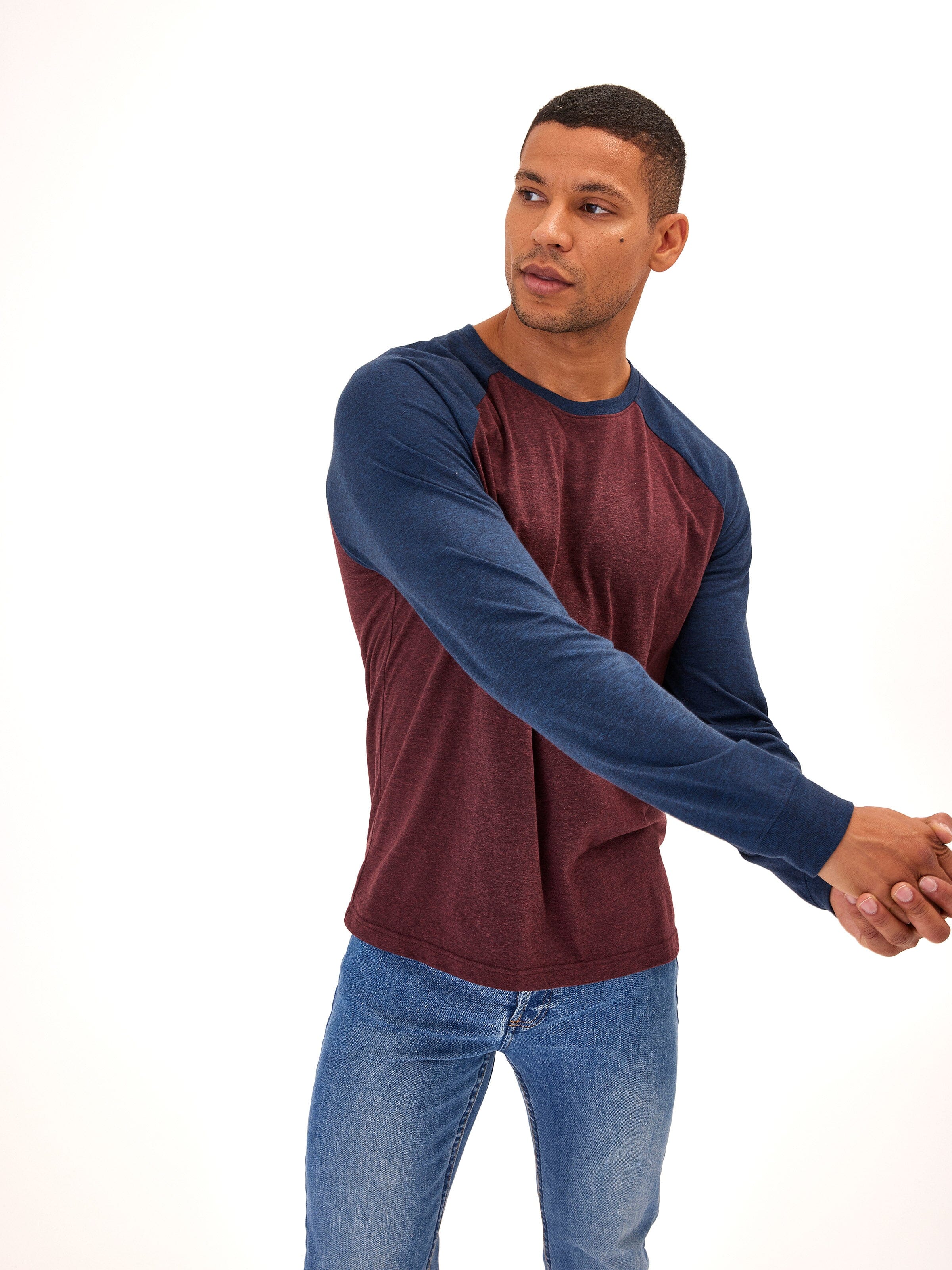 Triblend Long Sleeve Raglan Tee Mens Tops Tshirt Long Threads 4 Thought 