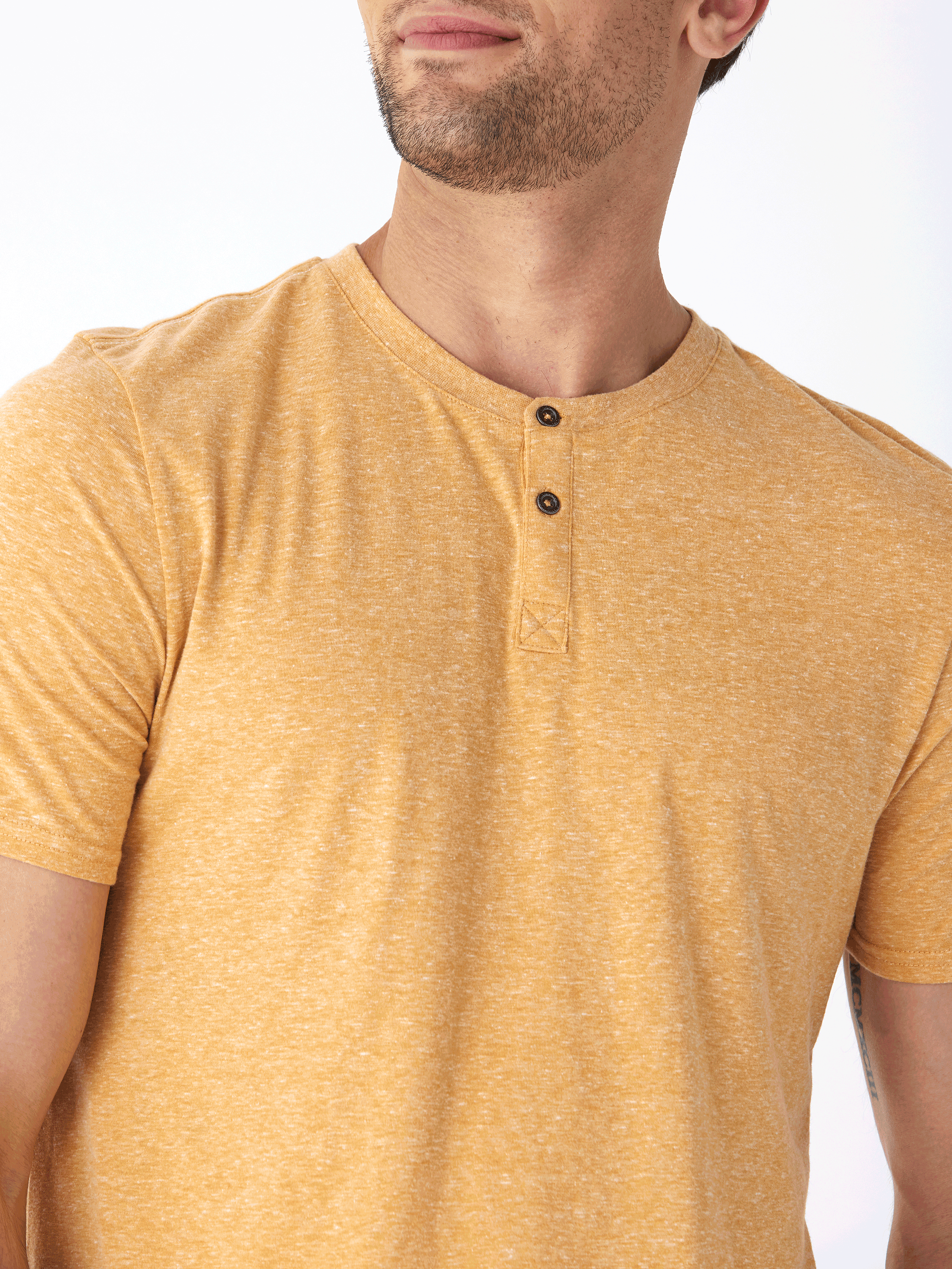 Baseline Triblend 2-Button SS Henley Mens Tops Tshirt Short Threads 4 Thought 