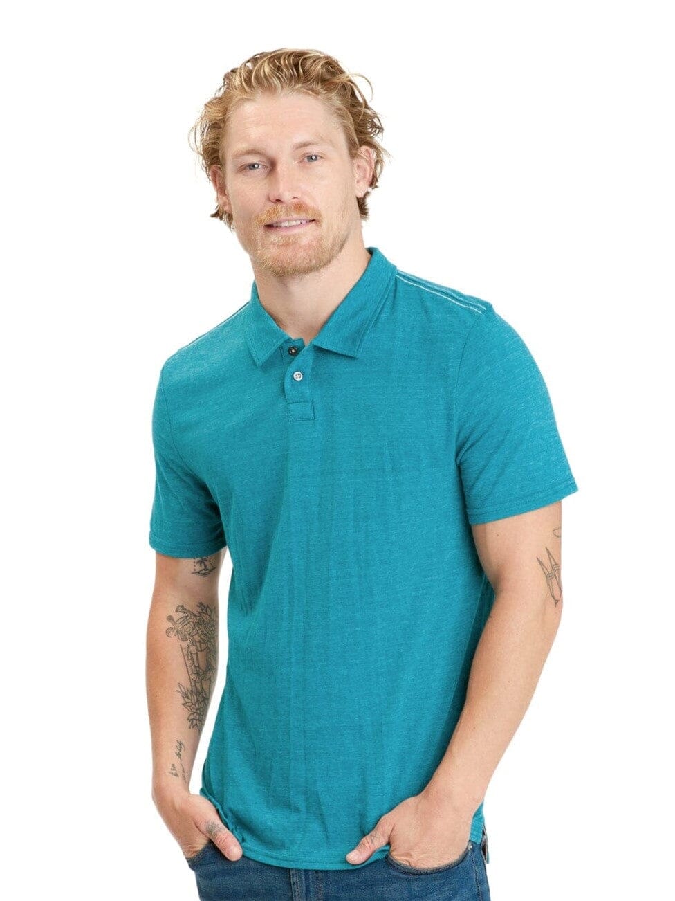 Baseline 2 Button Short Sleeve Polo Mens Tops Tshirt Short Threads 4 Thought 