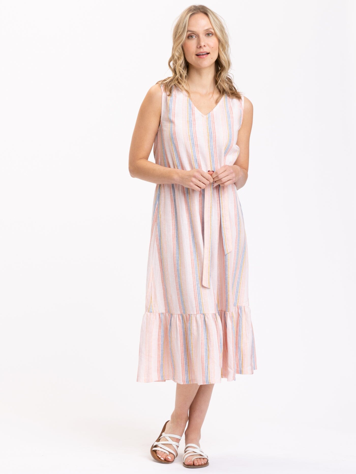 Veda Woven Stripe Tie-Waist Dress Womens Dresses Threads 4 Thought 