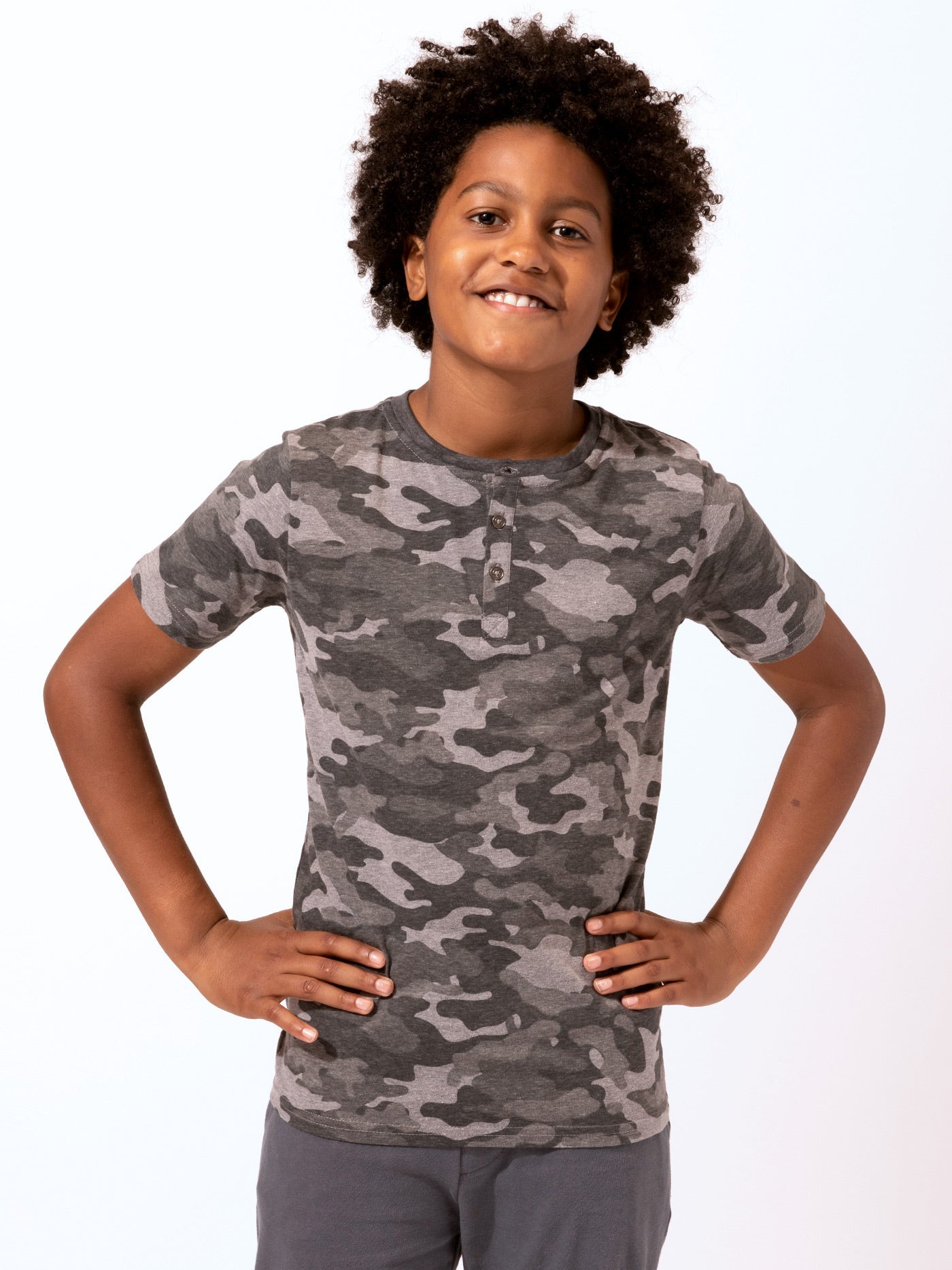 Boys Short Sleeve Camo Henley Boys Tops Threads 4 Thought 