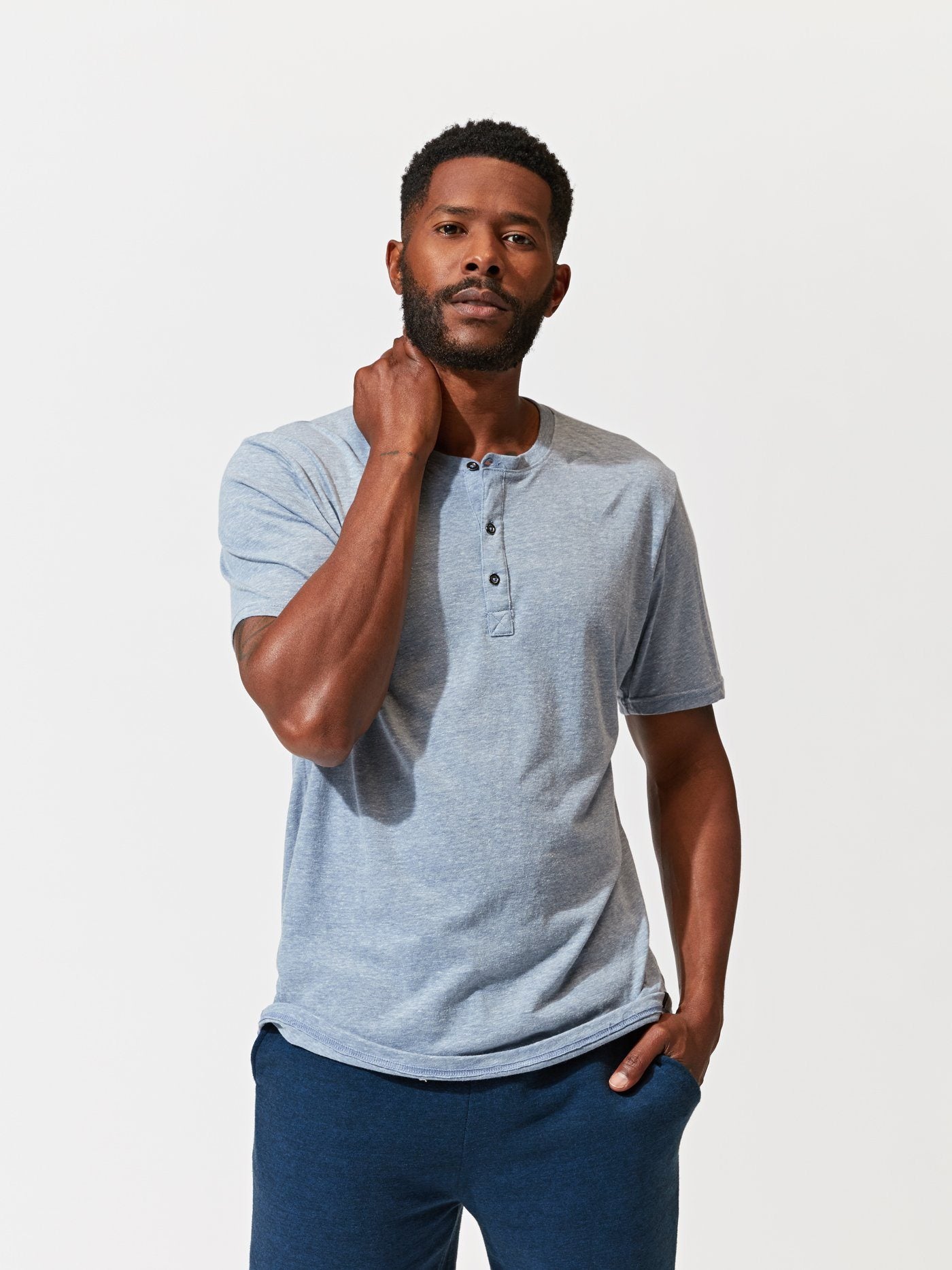 Triblend Henley Mens Tops Threads 4 Thought